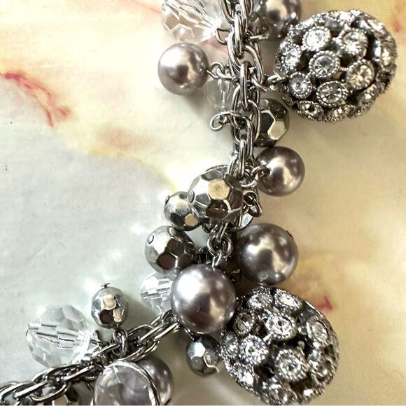 Silver tone beaded statement necklace - Picture 9 of 11